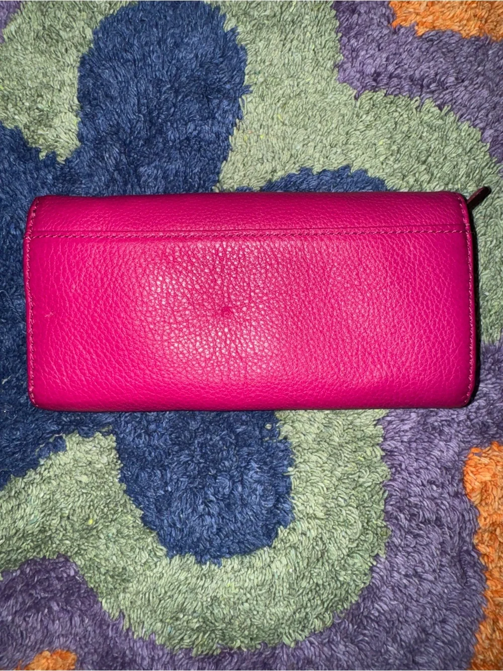 Michael Kors Fuchsia Leather Flap Wallet with Gold Plaque
